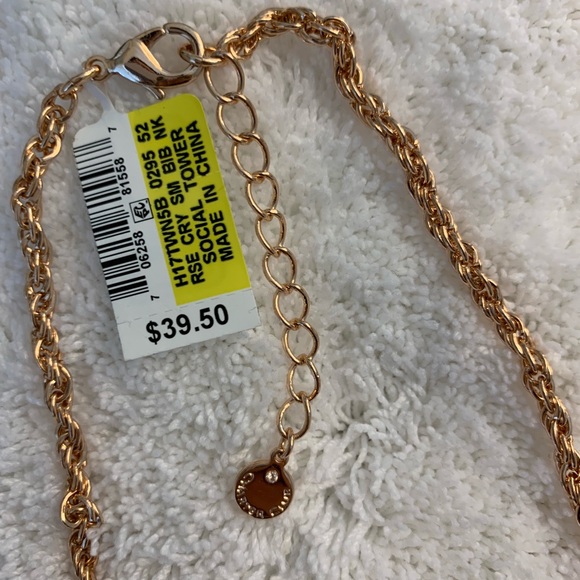 Gold Rhinestone Statement Cocktail Necklace - Picture 3 of 5